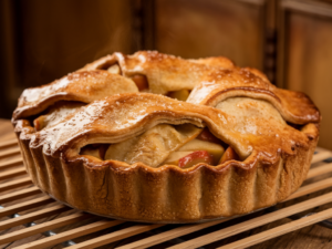 Thinly sliced apples, cinnamon sticks, pre-made dough, and brown sugar scattered on a linen cloth with a vintage butter knife.