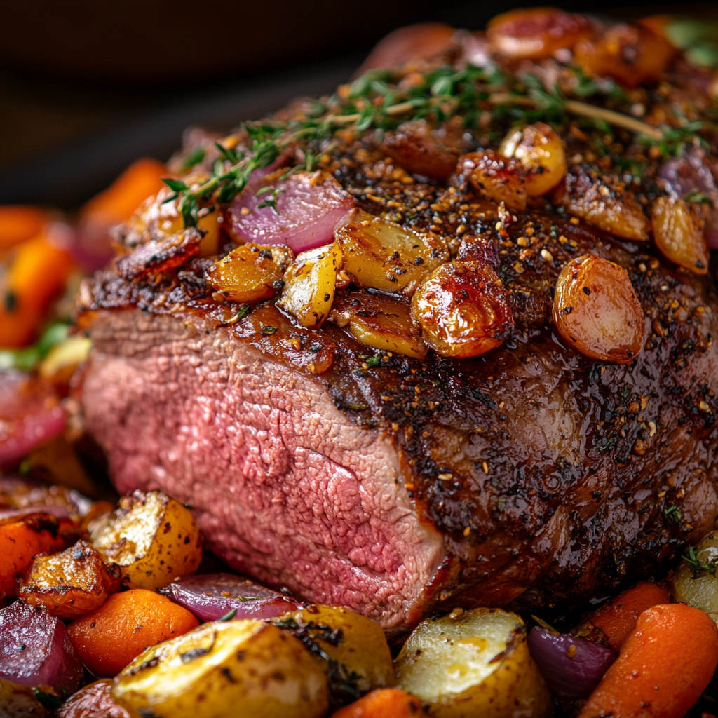 A Perfectly Cooked Beef Shoulder Roast Ready To Serve.