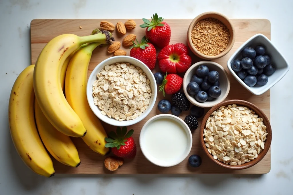 Daniel Fast breakfast ingredients like oats, fruits, and nuts