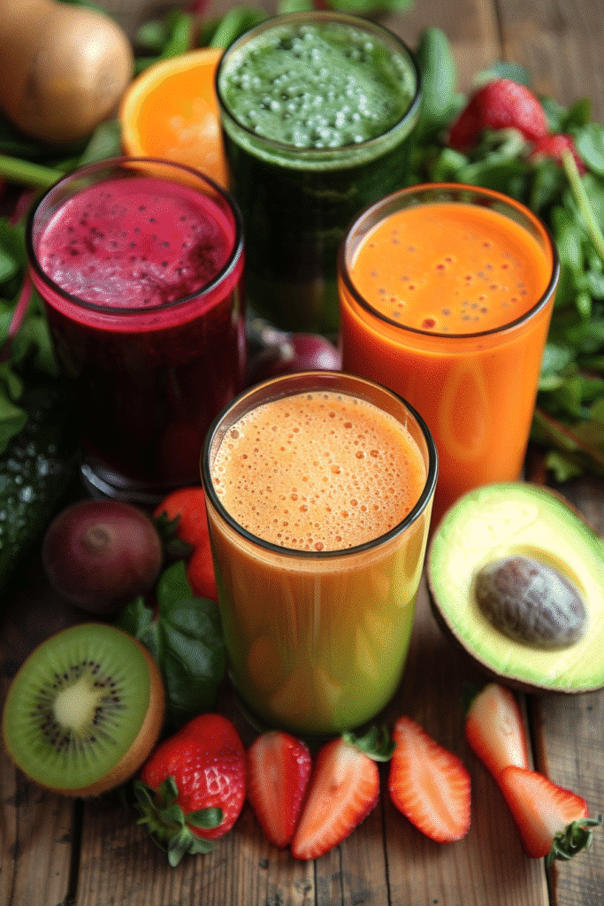 Refreshing juice in rustic ceramic bowl to support hardest days of a juice fast