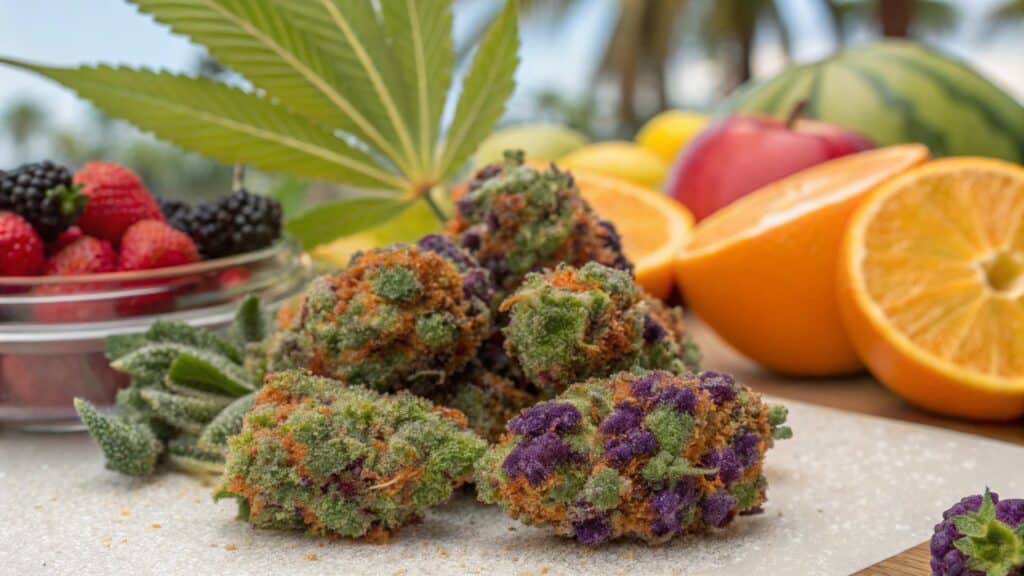 Fruity Pebbles Strain Buds Close Up