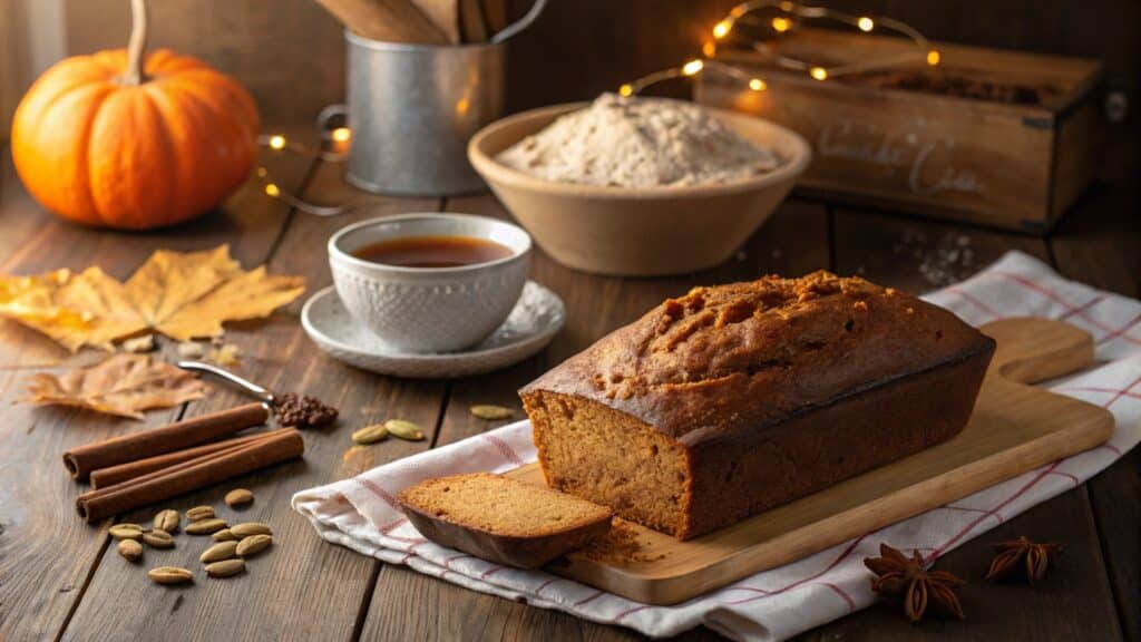 Gluten Free Pumpkin Bread In A Cozy Kitchen.