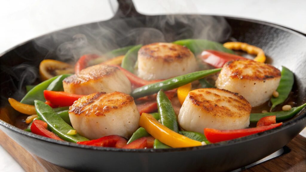 Pan Seared Scallops With Vegetables