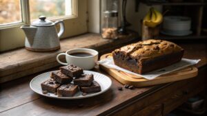 Sourdough Brownies And Banana Bread In A Rustic Setting