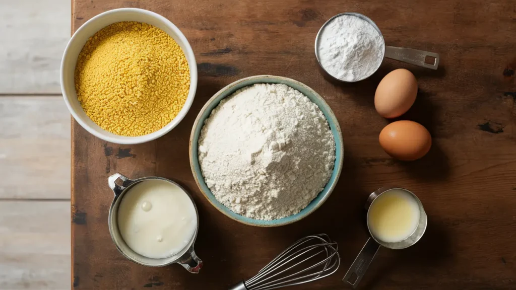 Hoe Cake Ingredients Ready For Mixing