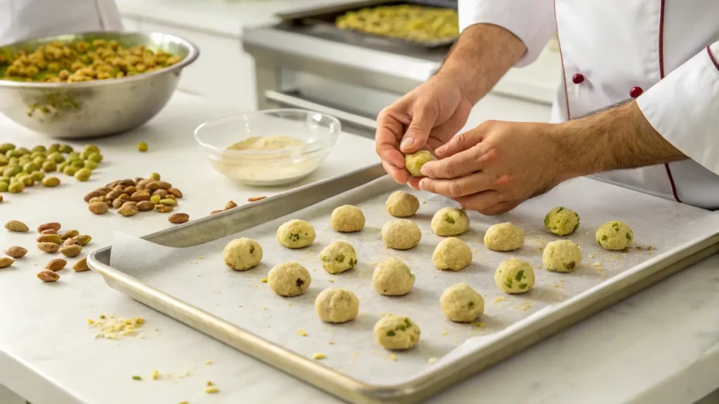 Shaping The Perfect Pistachio Wedding Cookies