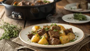 Slow Cooker Garlic Butter Beef Bites & Potatoes – Comfort Food Delight