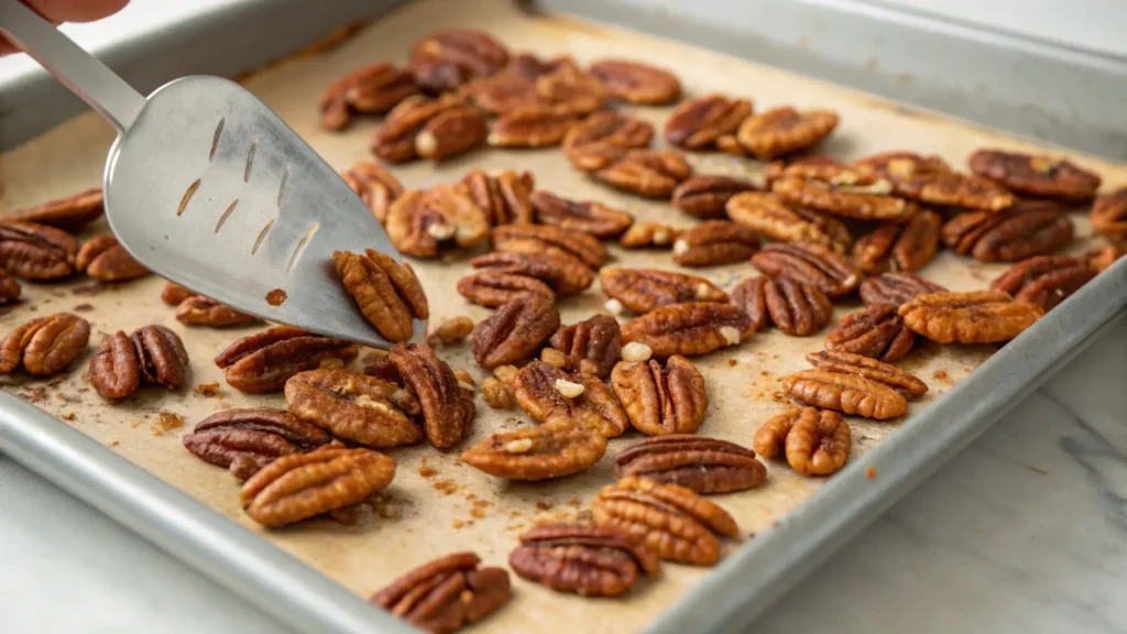 A Close Up Of Golden Brown Toasted Pecans On A Bak Sweet Alabama Pecan Bread
