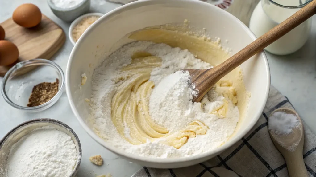 A Top Down View Of A Mixing Bowl With Wet And Dry