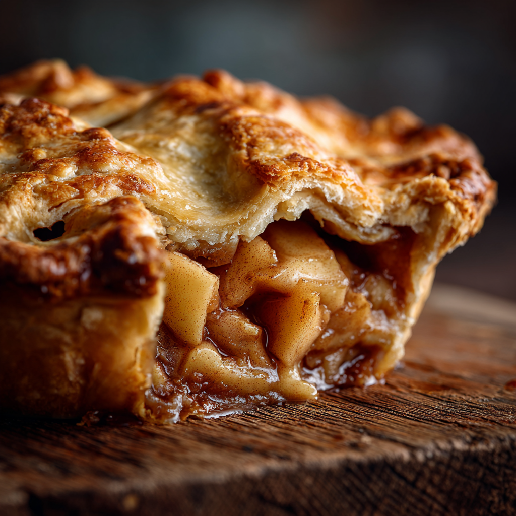Homemade Granny Smith Apple Pie on Rustic Table