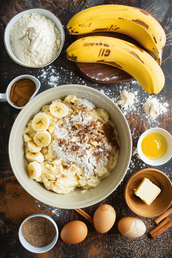 Ingredients for moist banana bread