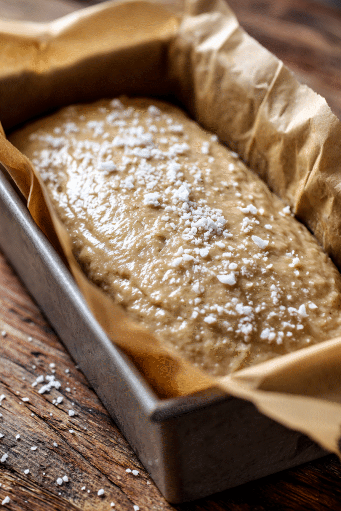 Banana bread batter ready for baking

