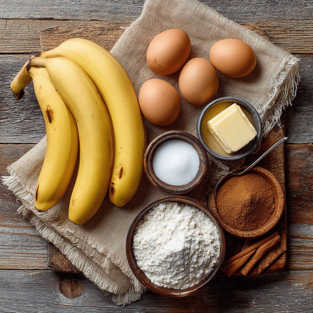 Ingredients for Easy Banana Bread Recipe

