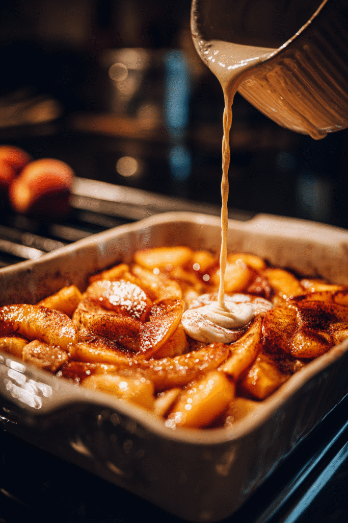 Preparing Cobbler With Fresh Peaches