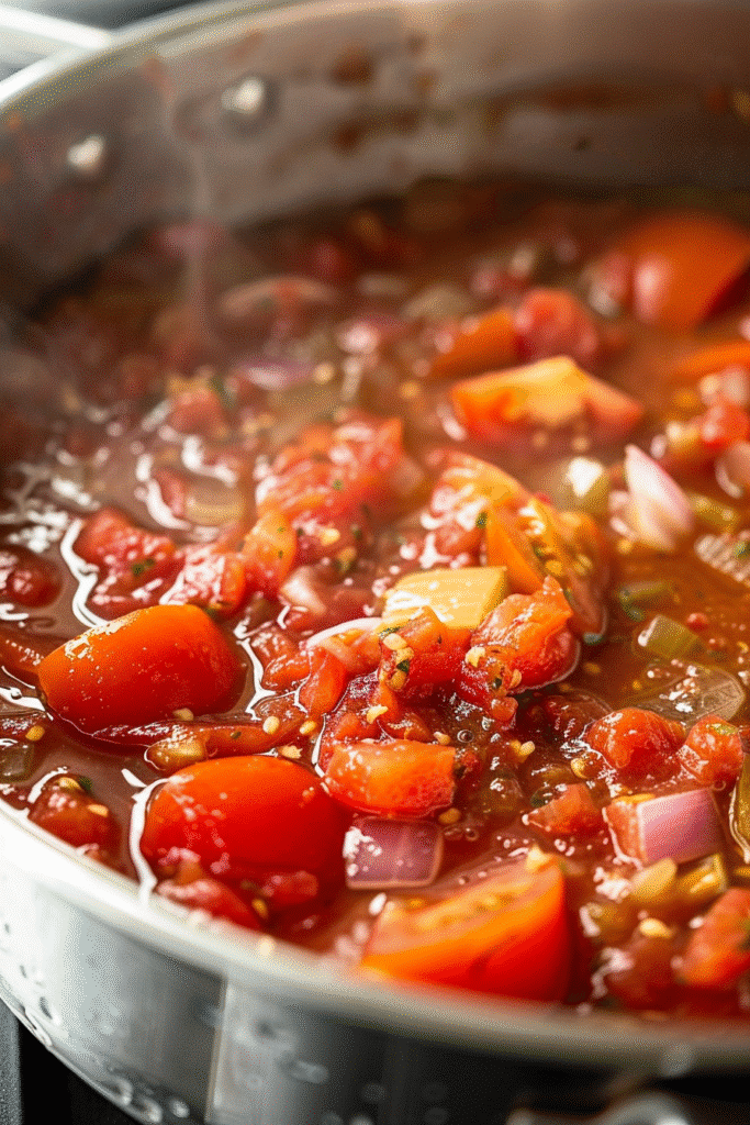 Simmering Salsa Stockpot Fresh Salsa Canning