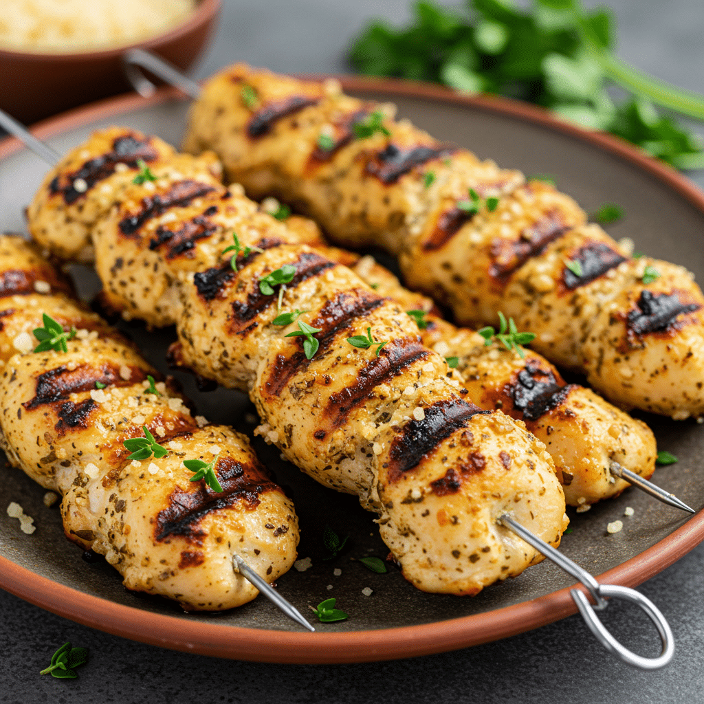 Grilled Ranch Garlic Parmesan Chicken Skewers (1)