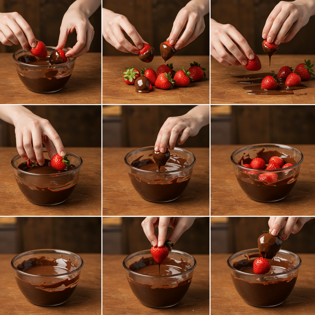 Step By Step Making Of Dubai Chocolate Strawberries In Progress