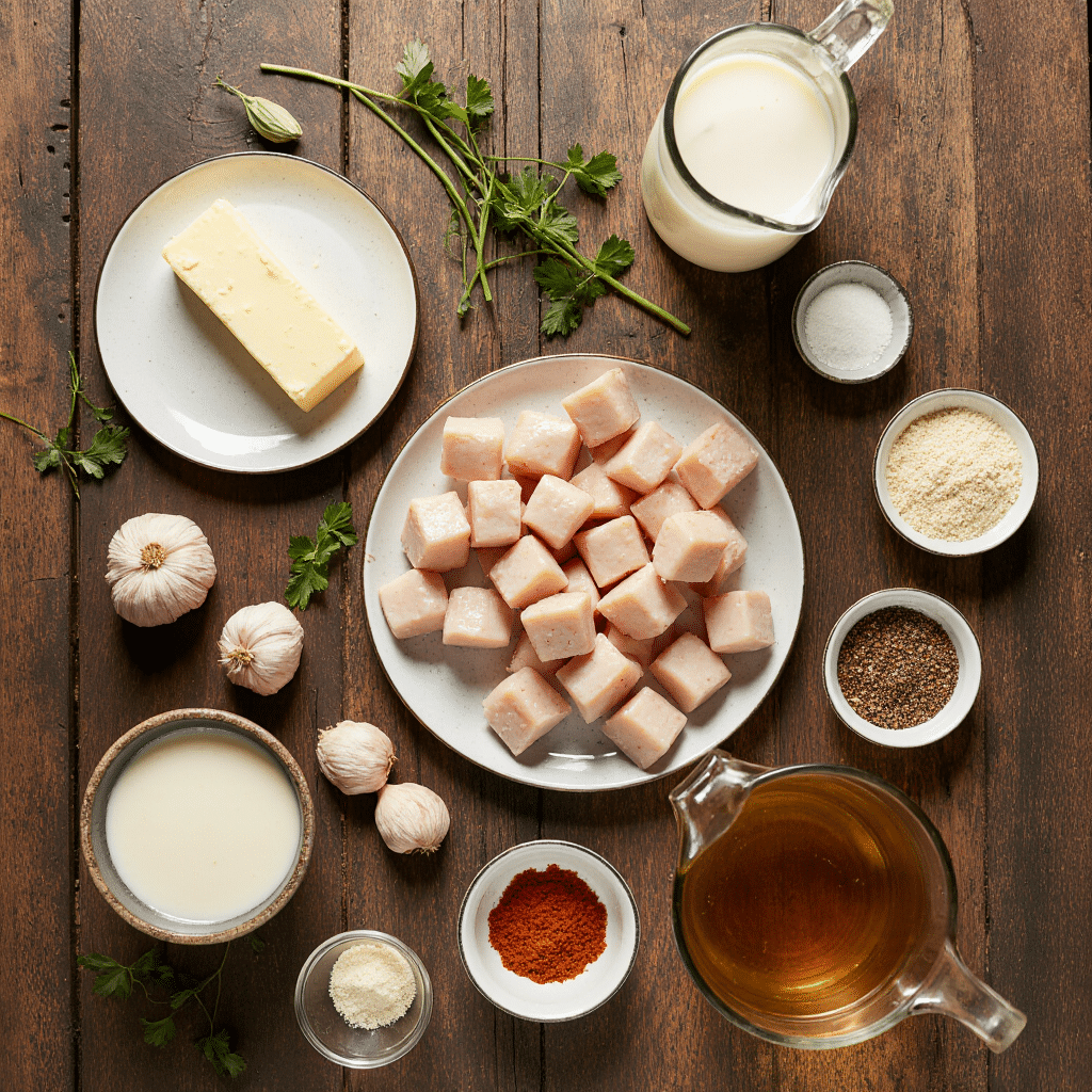 Ingredients for Texas Roadhouse Butter Chicken laid out on table