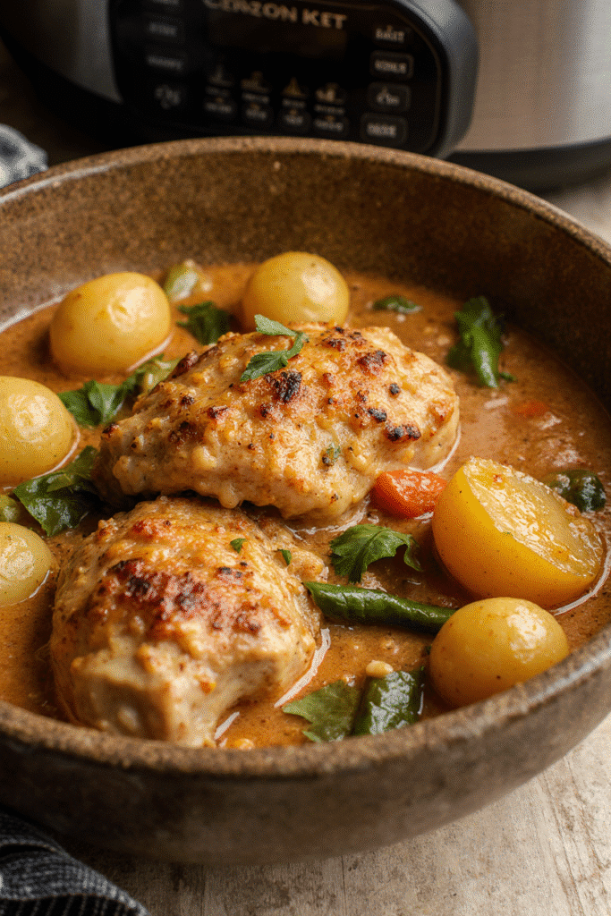 Garlic Parmesan Crockpot Chicken and Potatoes