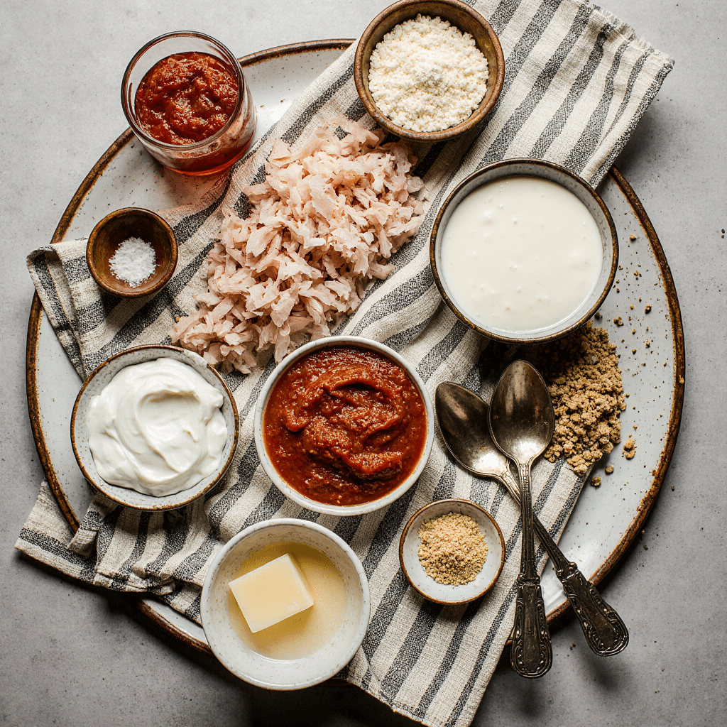Ingredients for creamy chicken parmesan casserole