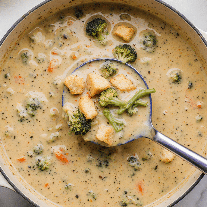 High Protein Broccoli Cheddar Soup
