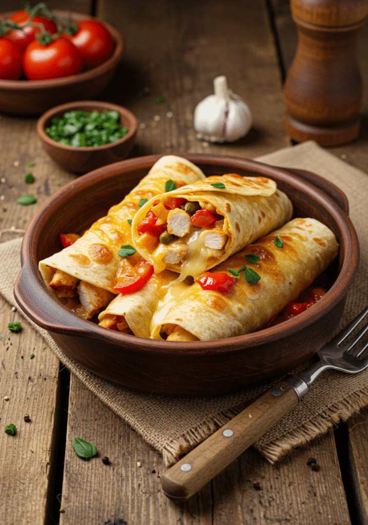Quick Cheesy Garlic Chicken Wrap Dinner