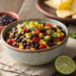 Close Up Featured Shot Of Black Bean Corn Salsa In
