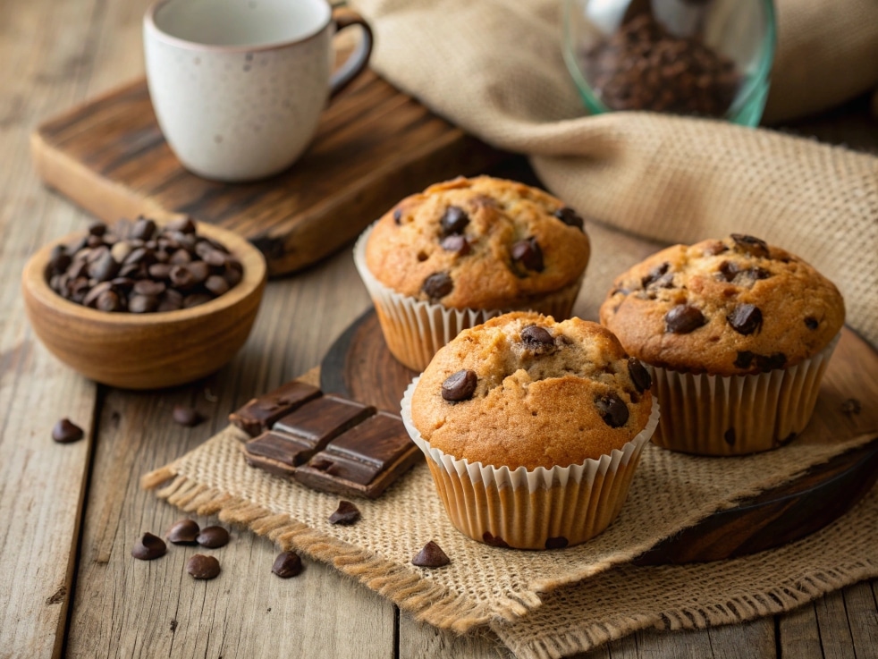 Close Up Featured Shot Of Chocolate Chip Muffins O