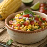 Close Up Featured Shot Of Fresh Corn Salsa In A Ru