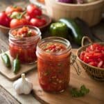 Close Up Featured Shot Of Homemade Salsa For Canni