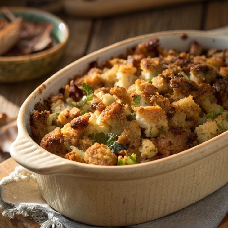 Close Up Featured Shot Of Stuffing In Rustic Ceram