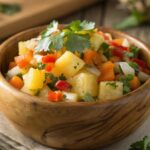 Close Up Featured Shot Of Tropical Pineapple Salsa