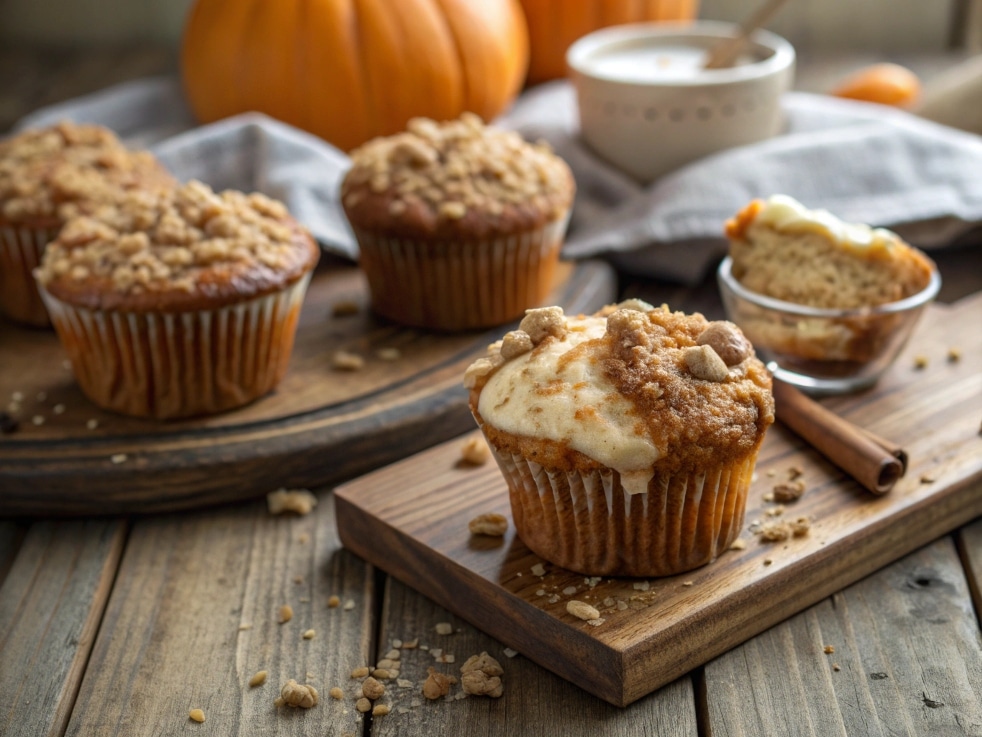Close Up Of Pumpkin Cream Cheese Muffins With Stre (1)