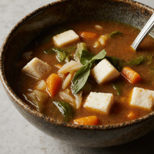 Close Up Of A Freshly Made Miso Soup With Tofu Veggies Low Cal Clean Served In A Rustic Ceramic B F67uc00zl6y2gzzjsbdh 0