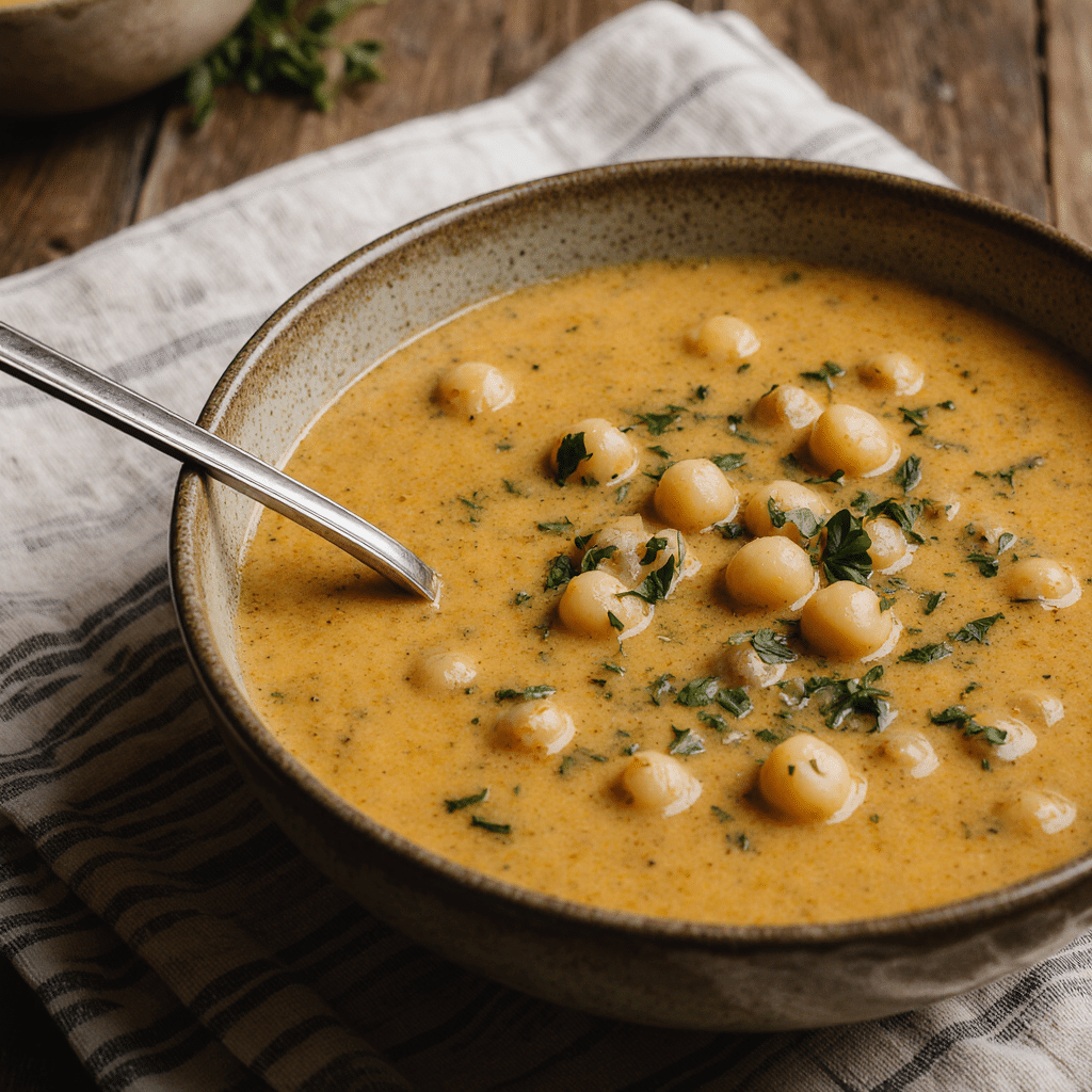 Close Up Of Creamy Garlic Chickpea Soup In A Rustic Bowl Vibrant Golden Tones Sprinkled With Fresh Zl0ziro0xir9ji1agytx 1