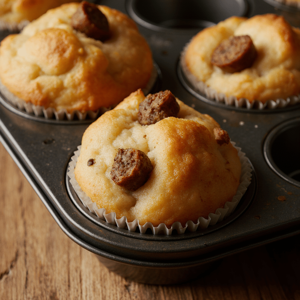 Close Up Of High Protein Pancake Sausage Mini Muffins In A Rustic Muffin Tin Golden And Fluffy With 03aay6yd6k859mmc4iqu 0