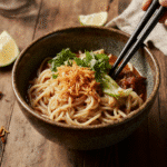 Close Up Of The Best Yaki Udon In A Rustic Bowl Vibrant Colors Cozy Natural Daylight Blurred Wooden Dwpuvn5c9smqrklqxv89 1
