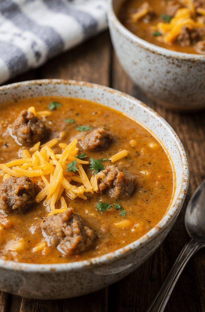 Close Up Of Keto Cheeseburger Soup In A Rustic Bowl Vibrant Colors Cozy Natural Daylight Blurred Wo Zuh6mxe5igoo5p8jbywb 1