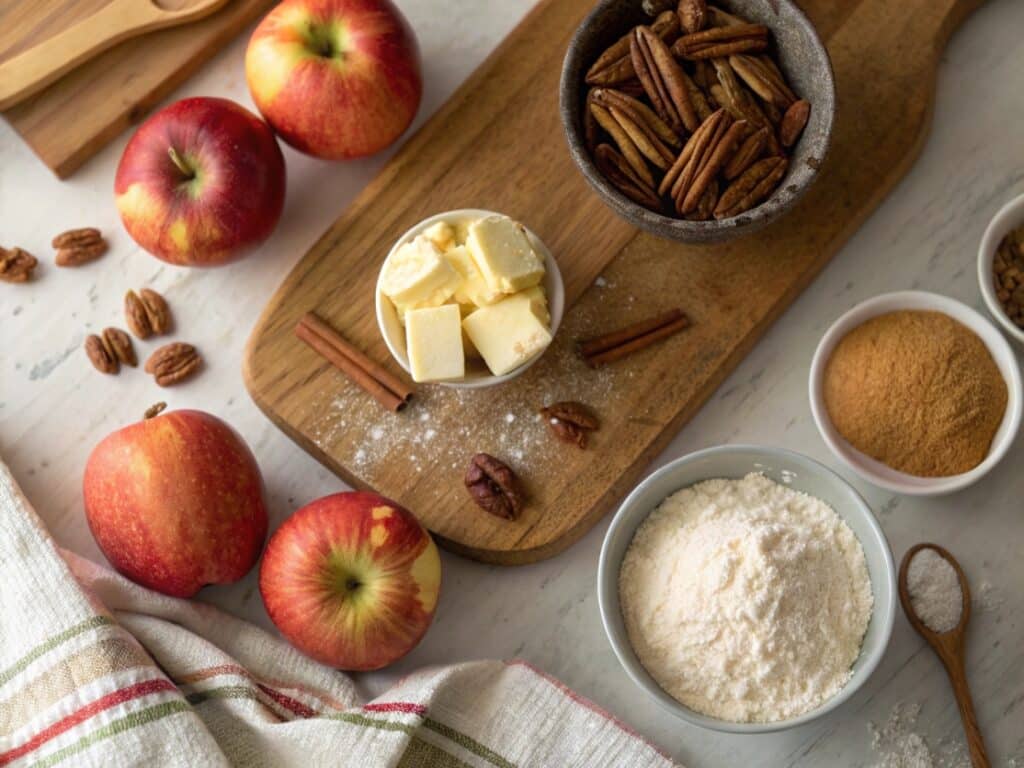 Flat Lay Of Fresh Ingredients For Apple Cinnamon M (1)