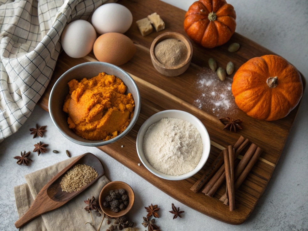 Flat Lay Of Fresh Ingredients For Best Pumpkin Muf