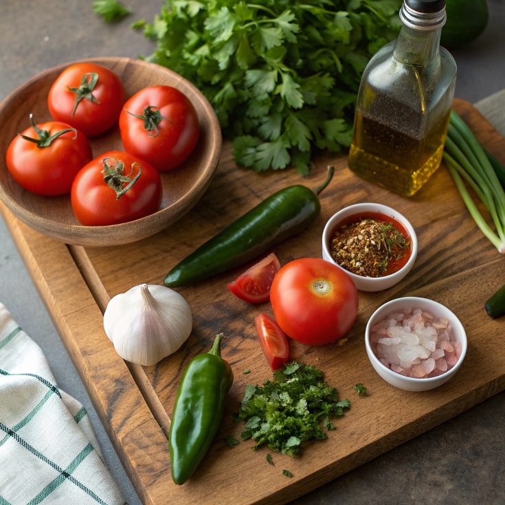 Flat Lay Of Fresh Tomatoes Jalape Os Onions Gar