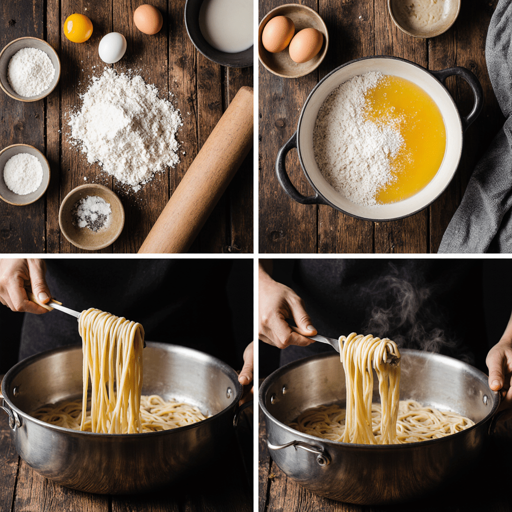 Four Photo Collage For 3 Ingredient Noodle Recipe Showing Ingredients And Cooking Process Vibrant R 34gvi79wa83bwleitb5y 2
