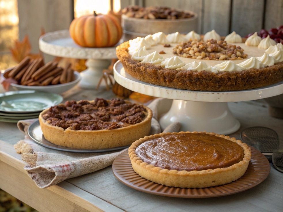 Prompt Close Up Of A Thanksgiving Desserts Table