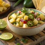 Ultra Zoom Featured Shot Of Pineapple Salsa In Rus