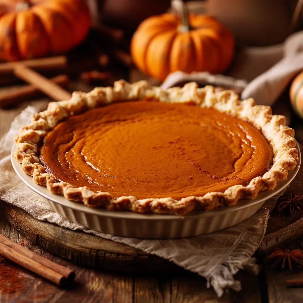 A Slice Of Homemade Pumpkin Pie On A White Ceramic (3)