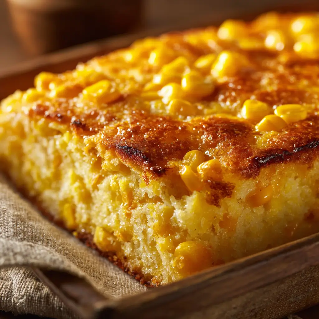 Golden Sweet Corn Casserole Close Up Ultra Zoom (1)