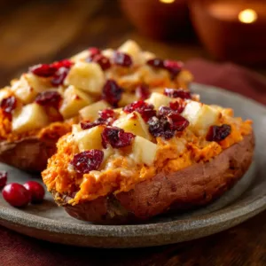 Indulge In Cranberry Apple Twice Baked Sweet Potatoes