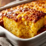 Loaded Cornbread Casserole Ultra Zoom On Glossy Golde