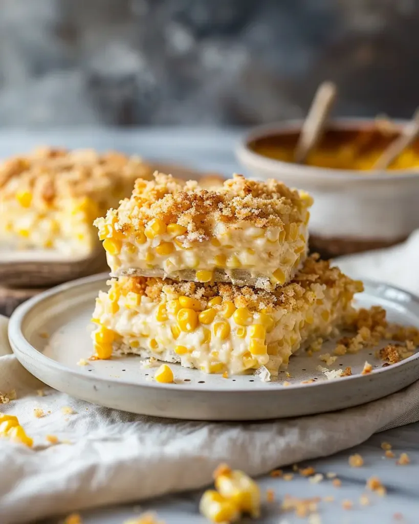 Sweet Creamed Corn Casserole Plated As A Hero Shot