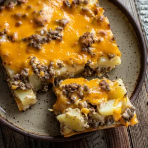 Ultra Zoom Overhead Hero Shot Of Cheesy Ground Beef